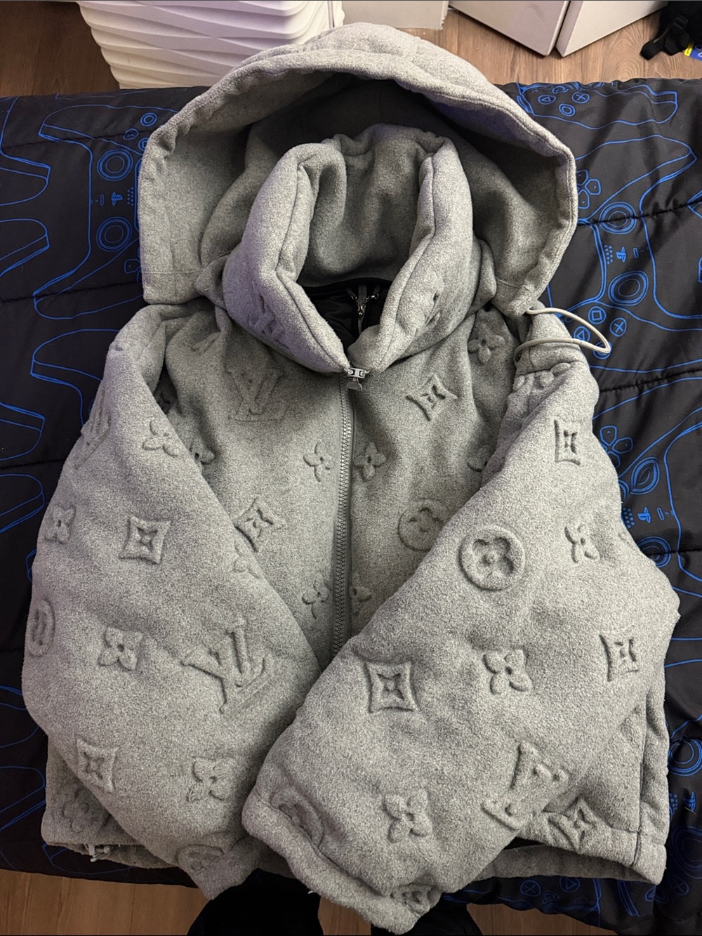 Louis Vuitton Gray Monogram Puffy Hooded Jacket